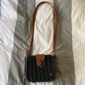 Billabong Gimme Some Straw Bag - Black - Tan Vegan Leather Strap